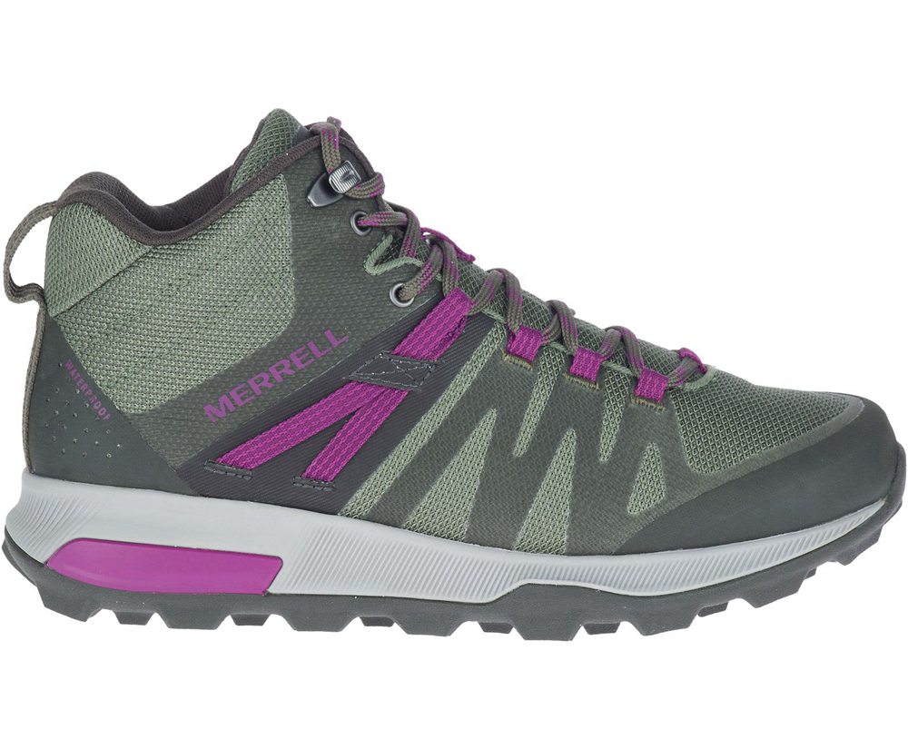 Kozaki Merrell Damskie Oliwkowe - Zion Fst Mid Waterproof - 163245-KUM